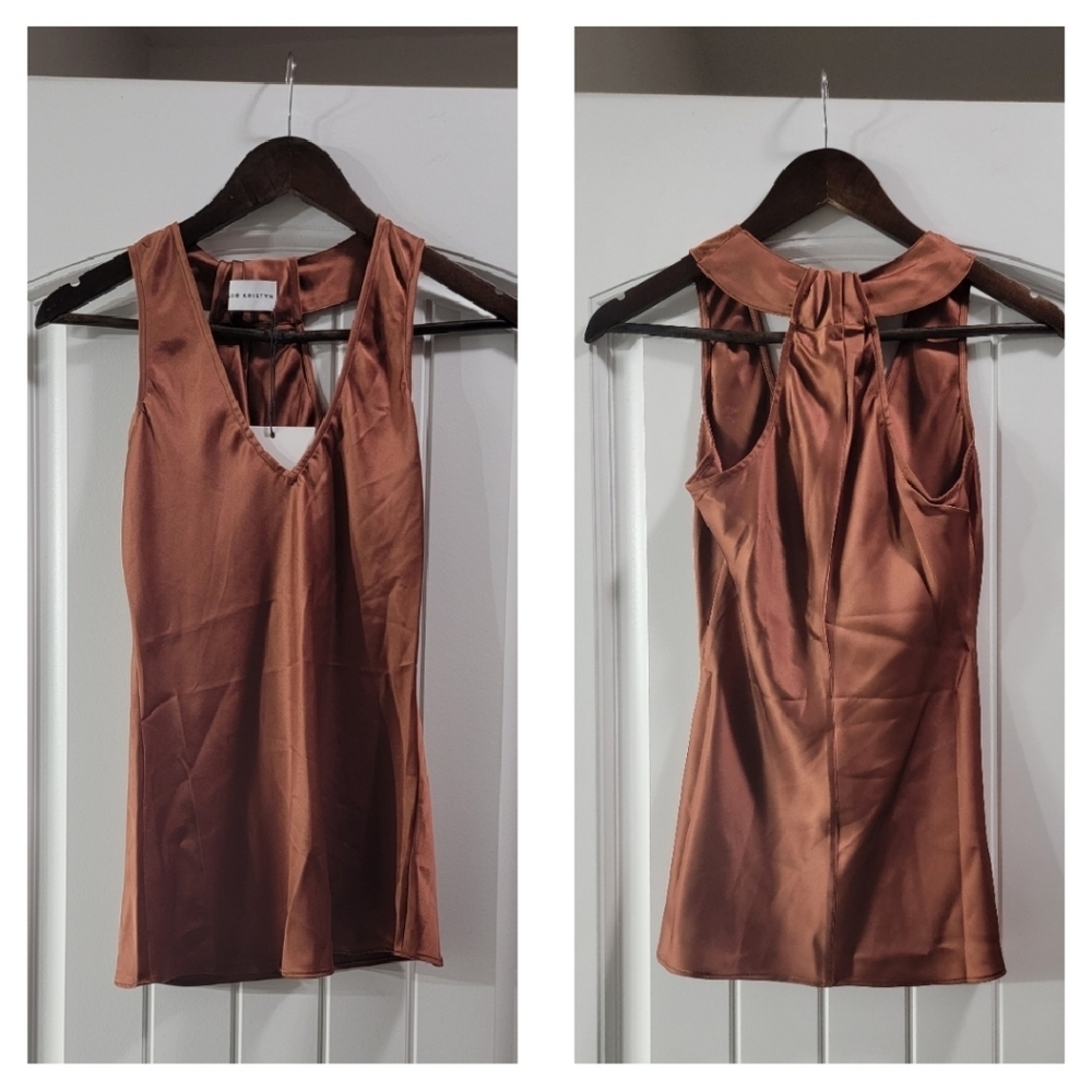 Chloe Kristyn Brown Satin Tank